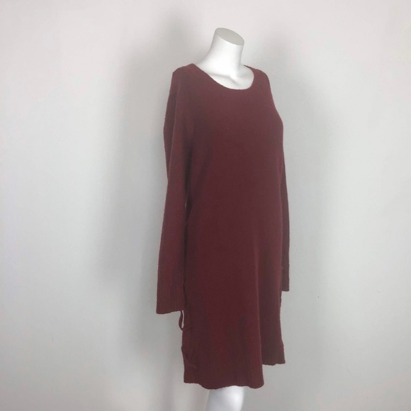 Lucky Brand Lace-Up Sweater Dress Long Slv Red - Picture 6 of 8